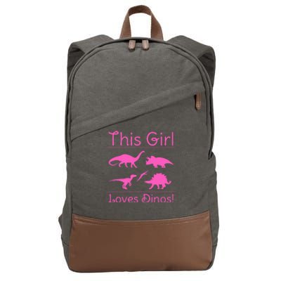 This Girl Loves Dinos - Dinosaur Cotton Canvas Backpack