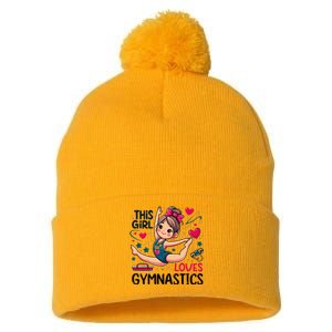 This Girl Loves Gymnastics Gymnastic Sport Lover Pom Pom 12in Knit Beanie