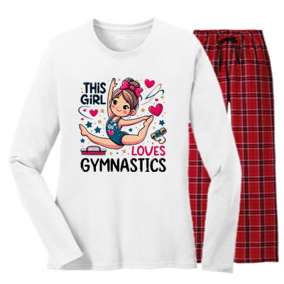 This Girl Loves Gymnastics Gymnastic Sport Lover Women's Long Sleeve Flannel Pajama Set 