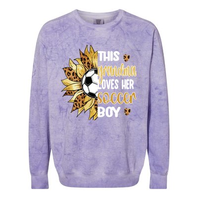 This Grandma Loves Her Soccer Boy Soccer Player Grandmother Gift Colorblast Crewneck Sweatshirt