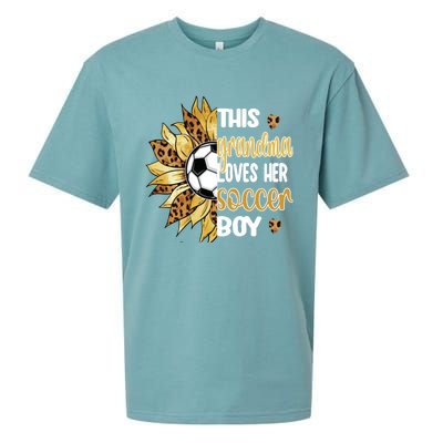 This Grandma Loves Her Soccer Boy Soccer Player Grandmother Gift Sueded Cloud Jersey T-Shirt