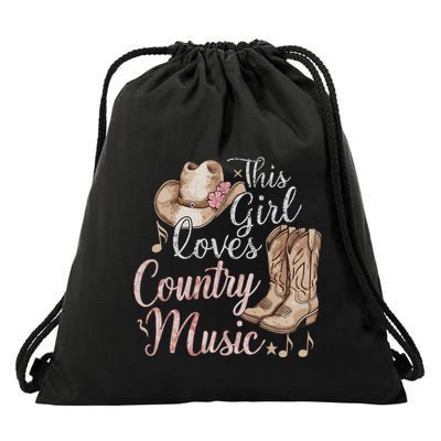 This Girl Loves Country Music Drawstring Bag