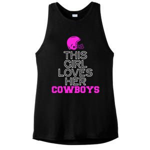 This Girl Loves Her Cowboys Cute Texas Ladies PosiCharge Tri-Blend Wicking Tank