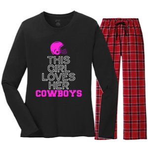 This Girl Loves Her Cowboys Cute Texas Women's Long Sleeve Flannel Pajama Set 