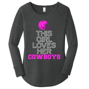 This Girl Loves Her Cowboys Cute Texas Women's Perfect Tri Tunic Long Sleeve Shirt