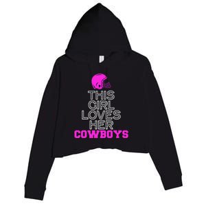 This Girl Loves Her Cowboys Cute Texas Crop Fleece Hoodie