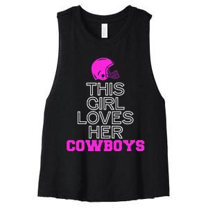 This Girl Loves Her Cowboys Cute Texas Women's Racerback Cropped Tank