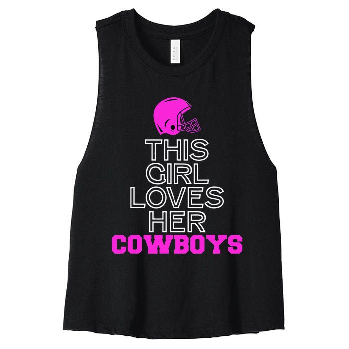 This Girl Loves Her Cowboys Cute Texas Women's Racerback Cropped Tank