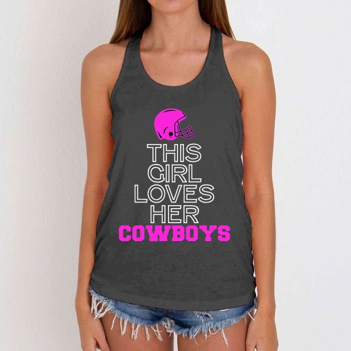 This Girl Loves Her Cowboys Cute Texas Women's Knotted Racerback Tank