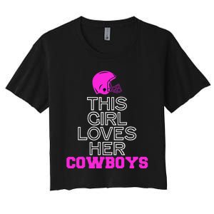 This Girl Loves Her Cowboys Cute Texas Women's Crop Top Tee