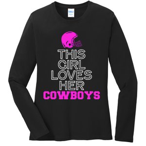 This Girl Loves Her Cowboys Cute Texas Ladies Long Sleeve Shirt