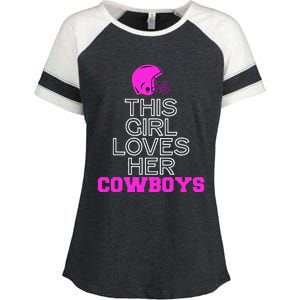 This Girl Loves Her Cowboys Cute Texas Enza Ladies Jersey Colorblock Tee