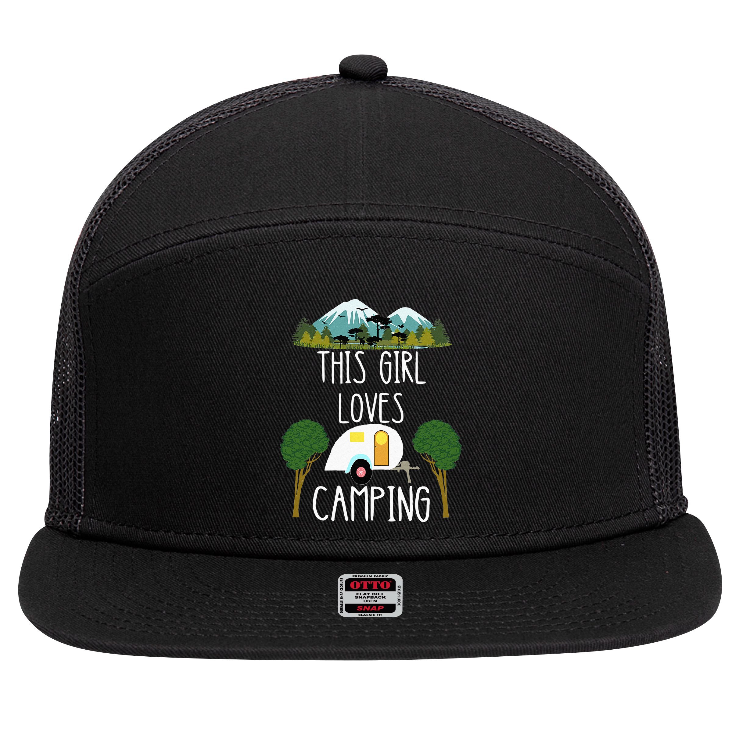 This Girl Loves Camping RV Teardrop Trailer Camper Caravan 7 Panel Mesh Trucker Snapback Hat
