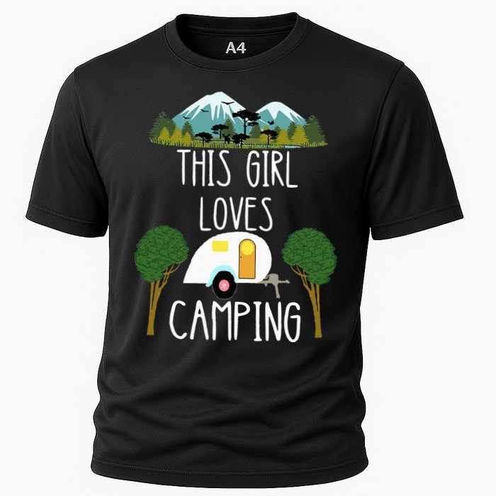 This Girl Loves Camping RV Teardrop Trailer Camper Caravan Cooling Performance Crew T-Shirt