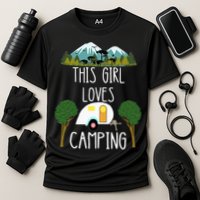 This Girl Loves Camping RV Teardrop Trailer Camper Caravan Cooling Performance Crew T-Shirt