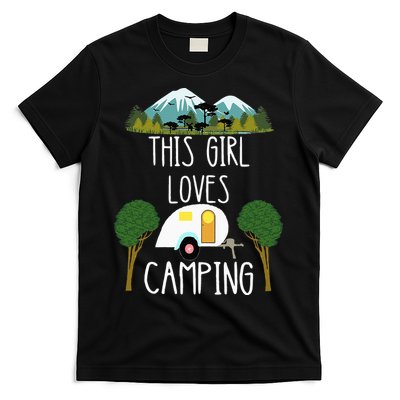 This Girl Loves Camping RV Teardrop Trailer Camper Caravan T-Shirt