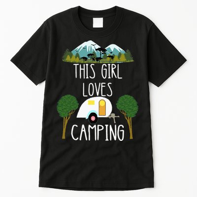 This Girl Loves Camping RV Teardrop Trailer Camper Caravan Tall T-Shirt