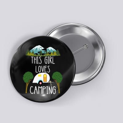 This Girl Loves Camping RV Teardrop Trailer Camper Caravan Button