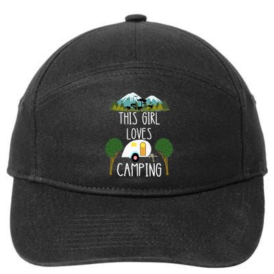 This Girl Loves Camping RV Teardrop Trailer Camper Caravan 7-Panel Snapback Hat