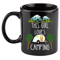 This Girl Loves Camping RV Teardrop Trailer Camper Caravan 11oz C Handle Ceramic Mug