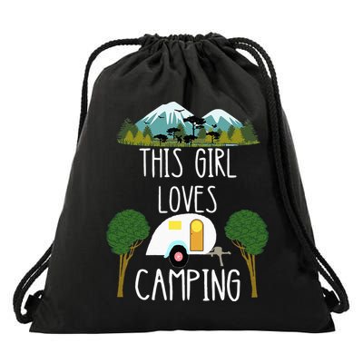 This Girl Loves Camping RV Teardrop Trailer Camper Caravan Drawstring Bag
