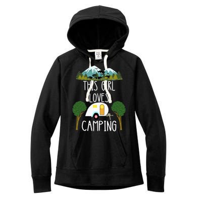 This Girl Loves Camping RV Teardrop Trailer Camper Caravan Women's Fleece Hoodie