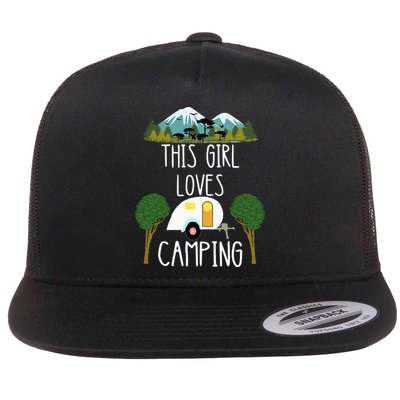 This Girl Loves Camping RV Teardrop Trailer Camper Caravan Flatbill Hat