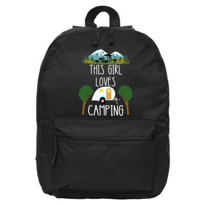 This Girl Loves Camping RV Teardrop Trailer Camper Caravan 16 in Basic Backpack