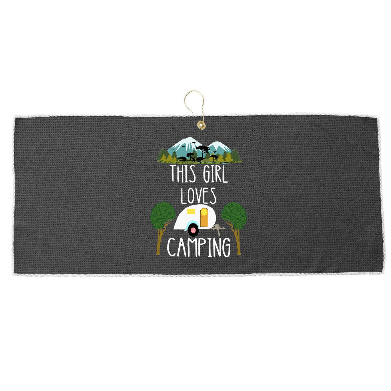 This Girl Loves Camping RV Teardrop Trailer Camper Caravan Large Microfiber Waffle Golf Towel