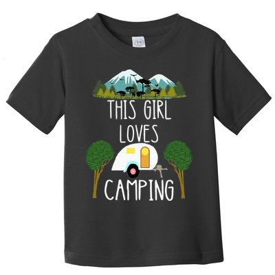 This Girl Loves Camping RV Teardrop Trailer Camper Caravan Toddler T-Shirt