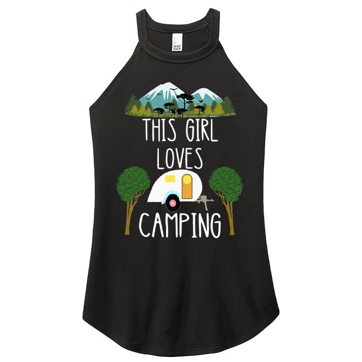 This Girl Loves Camping RV Teardrop Trailer Camper Caravan Women's Perfect Tri Rocker Tank