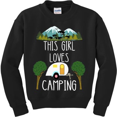 This Girl Loves Camping RV Teardrop Trailer Camper Caravan Kids Sweatshirt