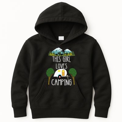 This Girl Loves Camping RV Teardrop Trailer Camper Caravan Kids Hoodie