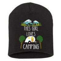 This Girl Loves Camping RV Teardrop Trailer Camper Caravan Short Acrylic Beanie