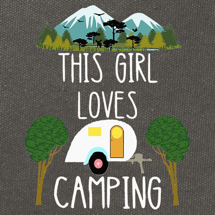 This Girl Loves Camping RV Teardrop Trailer Camper Caravan Cotton Canvas Backpack