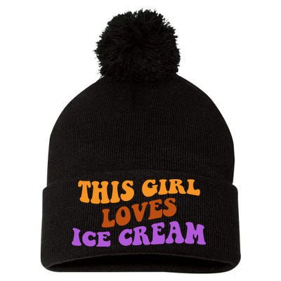 This Girl Loves Ice Cream Retro Cute Pom Pom 12in Knit Beanie