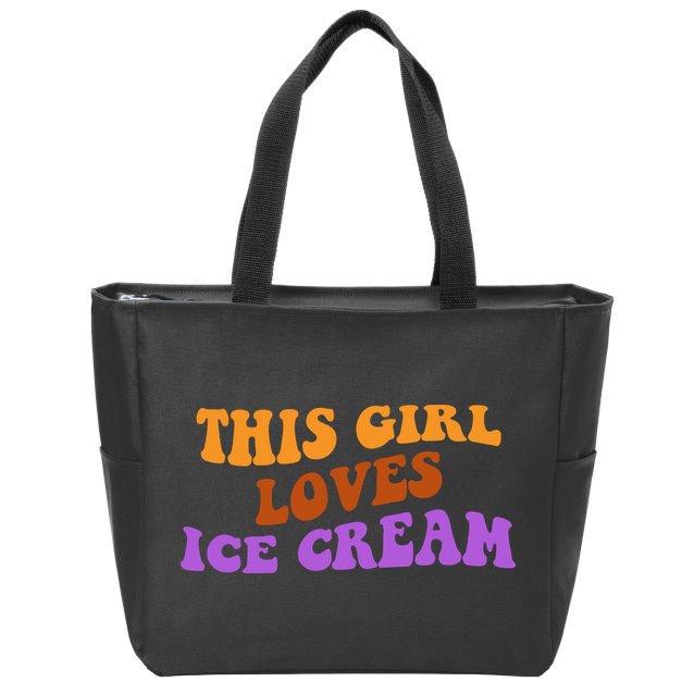 This Girl Loves Ice Cream Retro Cute Zip Tote Bag