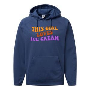 This Girl Loves Ice Cream Retro Cute Performance Fleece Hoodie