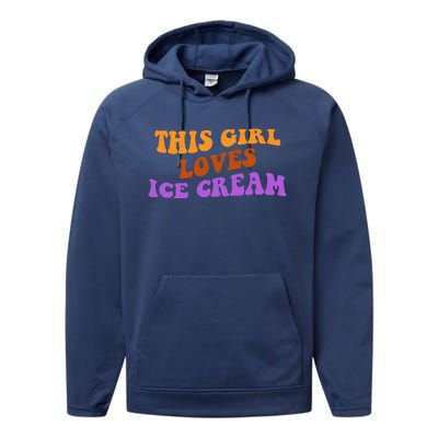 This Girl Loves Ice Cream Retro Cute Performance Fleece Hoodie