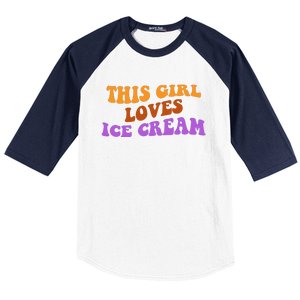 This Girl Loves Ice Cream Retro Cute Baseball Sleeve Shirt