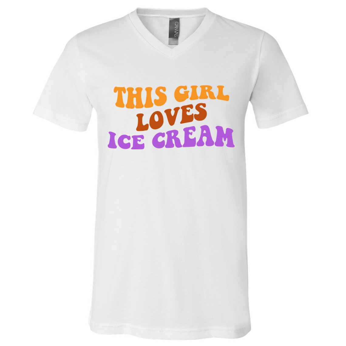 This Girl Loves Ice Cream Retro Cute V-Neck T-Shirt