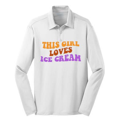 This Girl Loves Ice Cream Retro Cute Silk Touch Performance Long Sleeve Polo