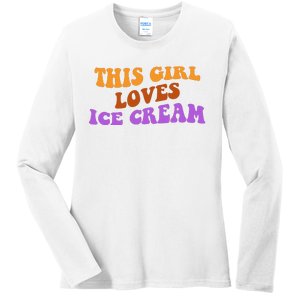 This Girl Loves Ice Cream Retro Cute Ladies Long Sleeve Shirt