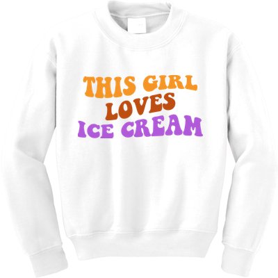 This Girl Loves Ice Cream Retro Cute Kids Sweatshirt