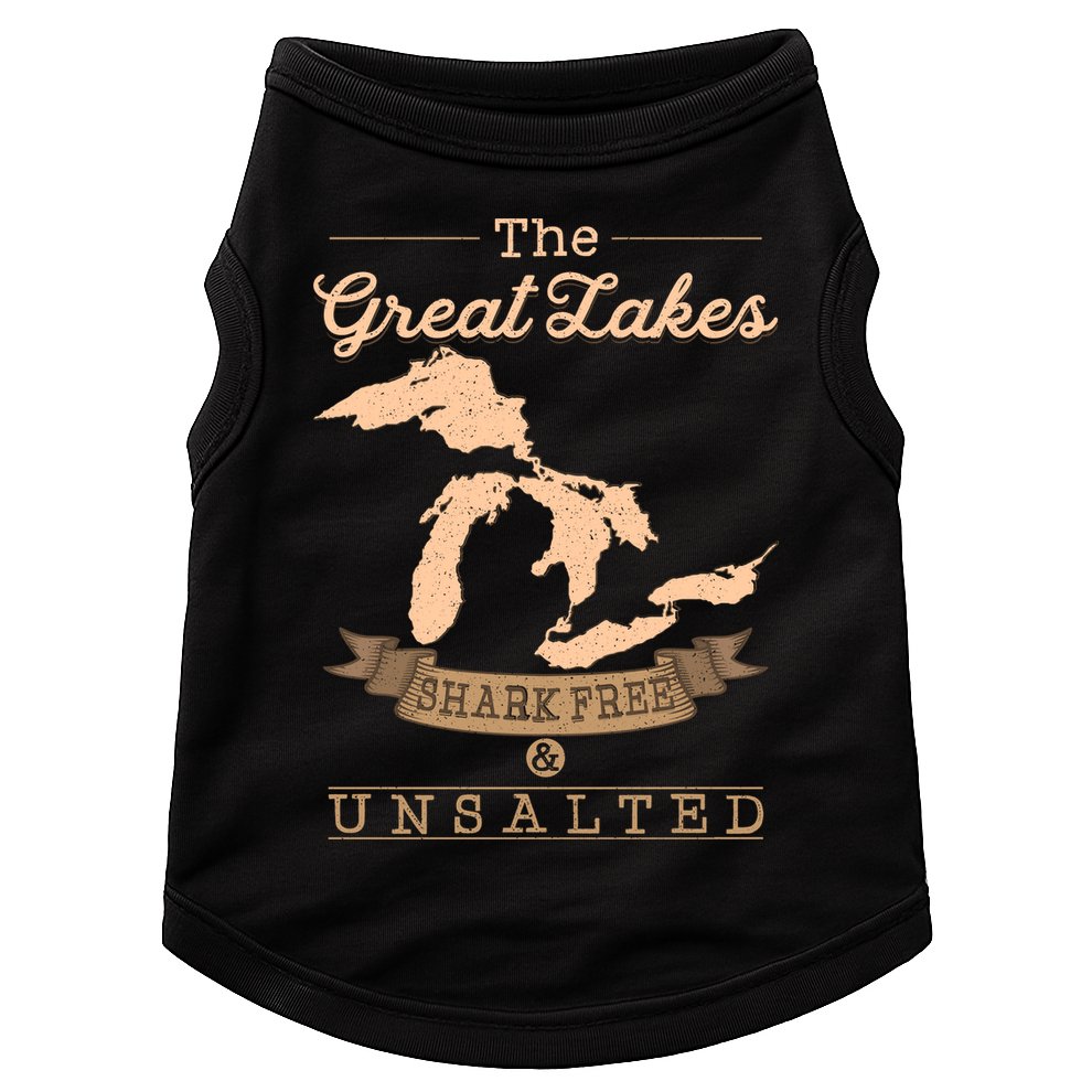 The Great Lakes Shark Free Unsalted Michigan Gift Doggie Tank