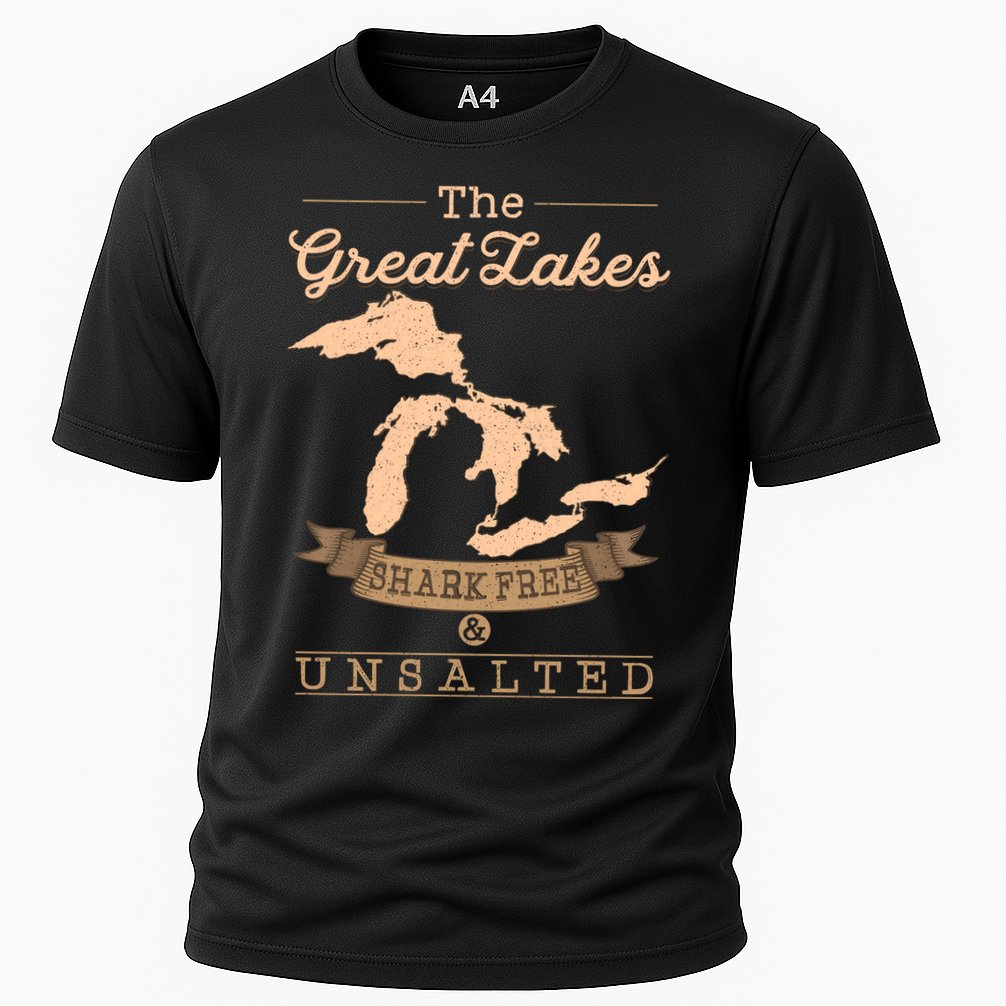 The Great Lakes Shark Free Unsalted Michigan Gift Cooling Performance Crew T-Shirt