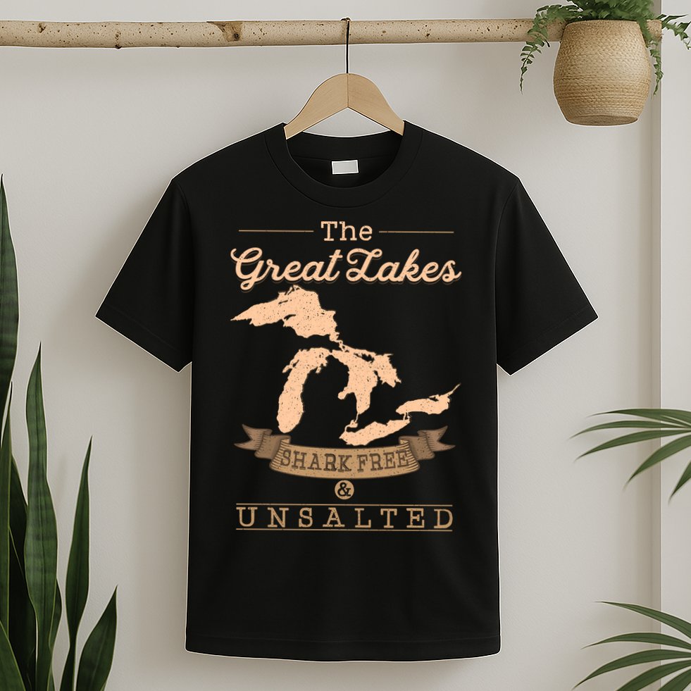 The Great Lakes Shark Free Unsalted Michigan Gift T-Shirt