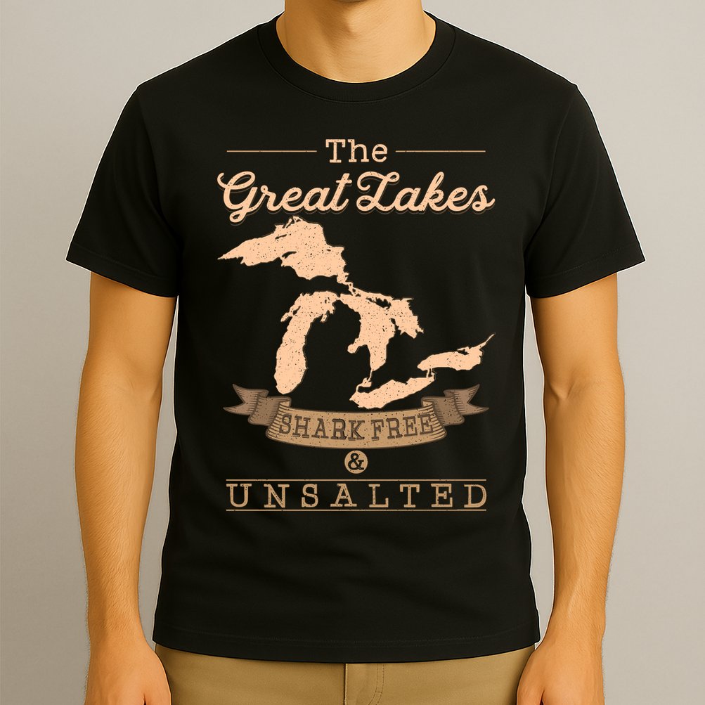The Great Lakes Shark Free Unsalted Michigan Gift T-Shirt