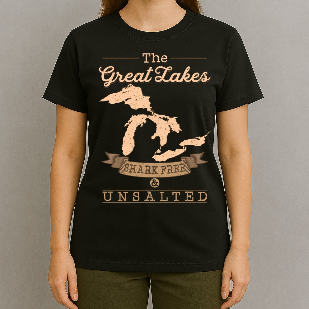 The Great Lakes Shark Free Unsalted Michigan Gift T-Shirt