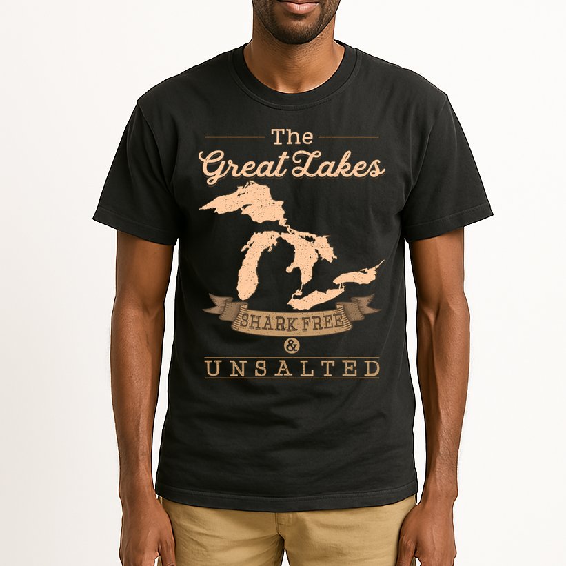 The Great Lakes Shark Free Unsalted Michigan Gift Tall T-Shirt